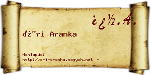 Őri Aranka névjegykártya