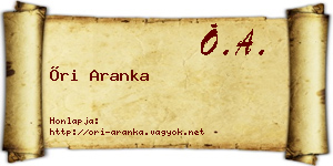 Őri Aranka névjegykártya